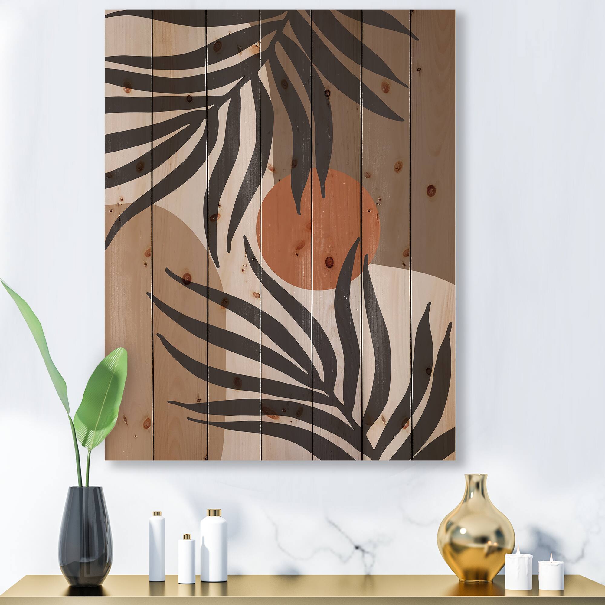 Designart - Moon & Sun Shapes In Retro Terracotta Tones III